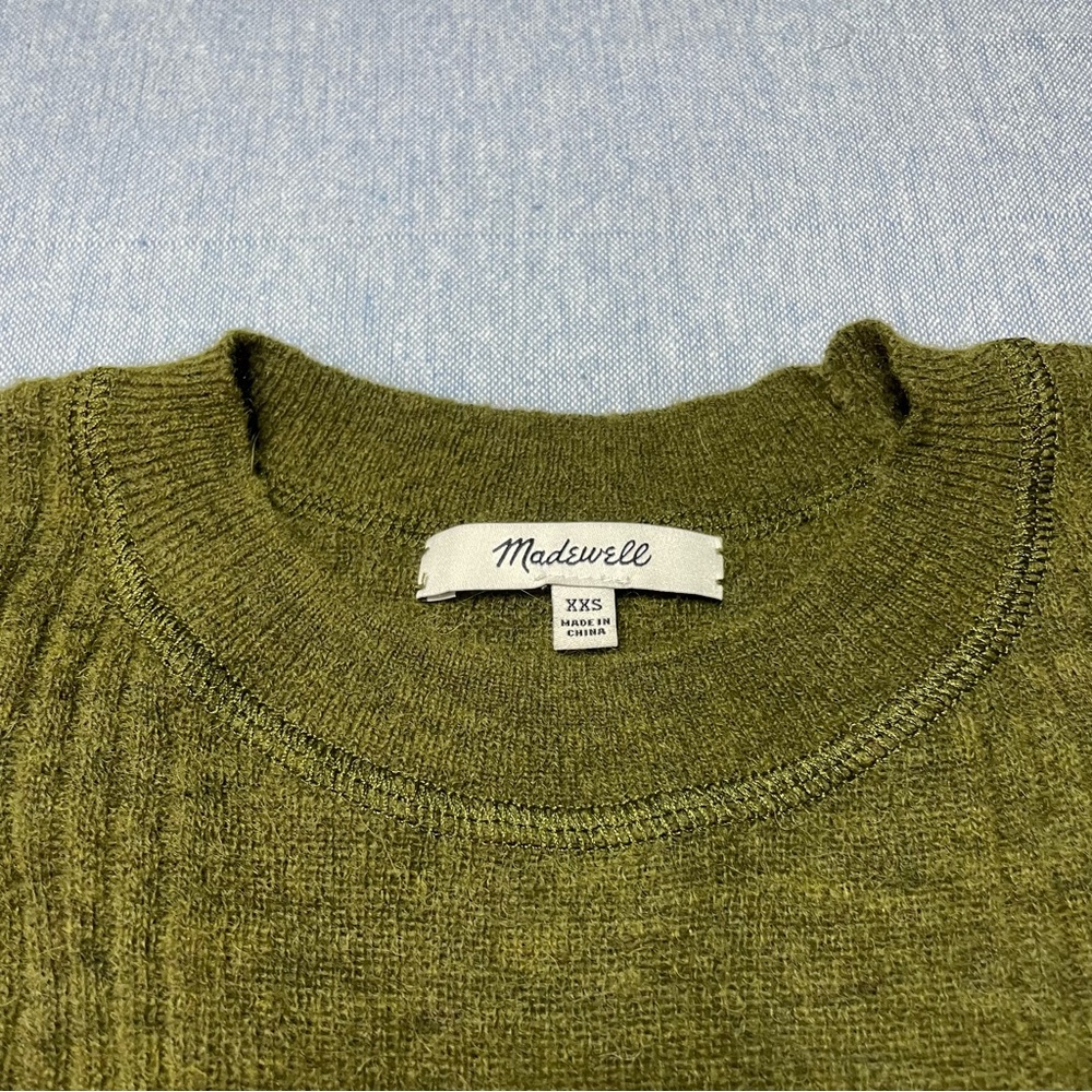 Madewell Ribbed Alpaca Blend Crewneck Sweater Size XXS in Kale - Picture 4 of 5